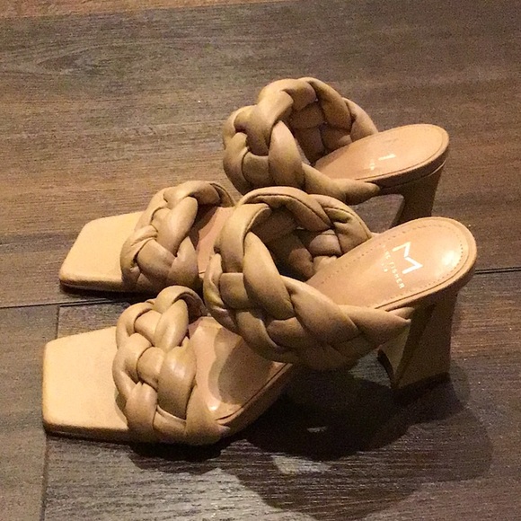 Marc Fischer NWT Hammy breaded straps in Beige with square Toe Heel Sandal. - Picture 2 of 7
